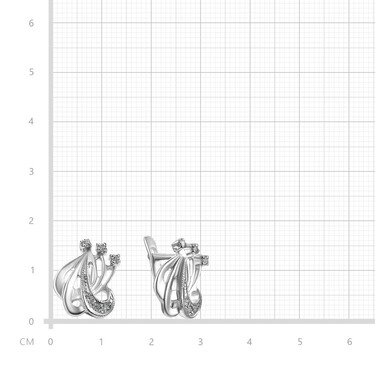 Серебряные серьги с фианитом, родий