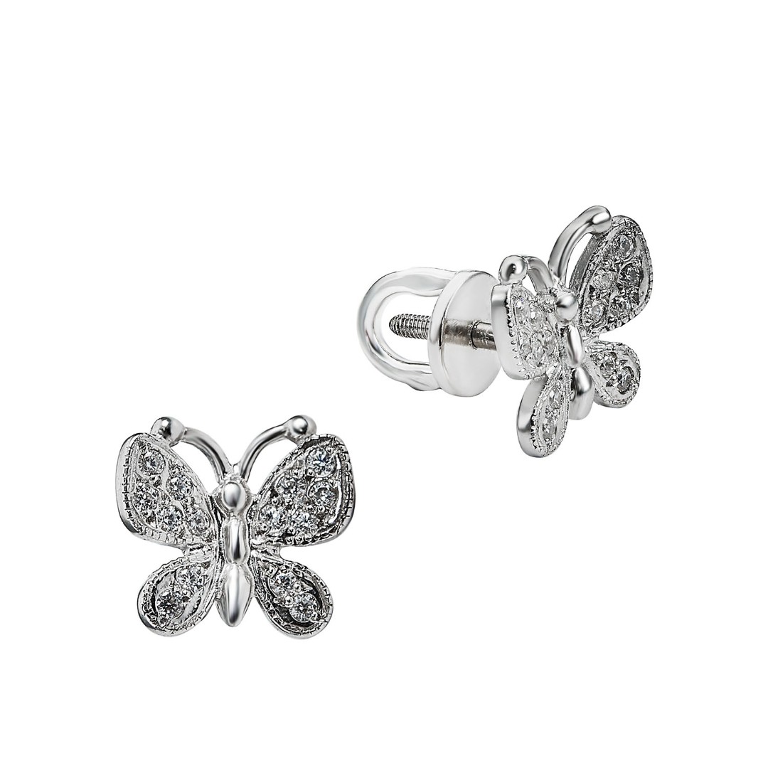 Серебряные серьги / Пусеты / Гвоздики  Серьги,Серьги Пусеты,Серьги Гвоздики,Серебро,с вставкой Фианит,с замком Пусет,Винтовой,Штыревой,Штифтовой,РОССИЯ