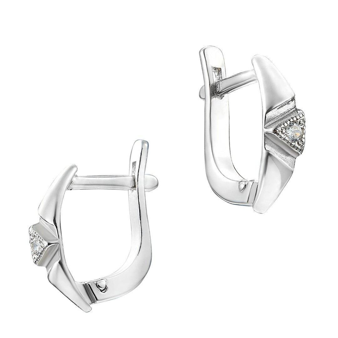 Серебряные серьги  Серьги,Серебро,с вставкой Фианит,с замком Английский,РОССИЯ