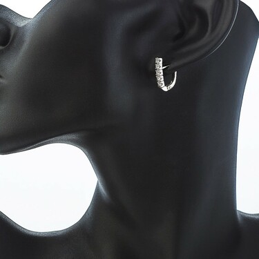 Серебряные серьги с фианитом, родий