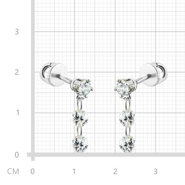 Серебряные серьги / Пусеты / Гвоздики с дорожкой из фианитов, родий