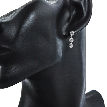 Серебряные серьги / Пусеты / Гвоздики с дорожкой из фианитов, родий