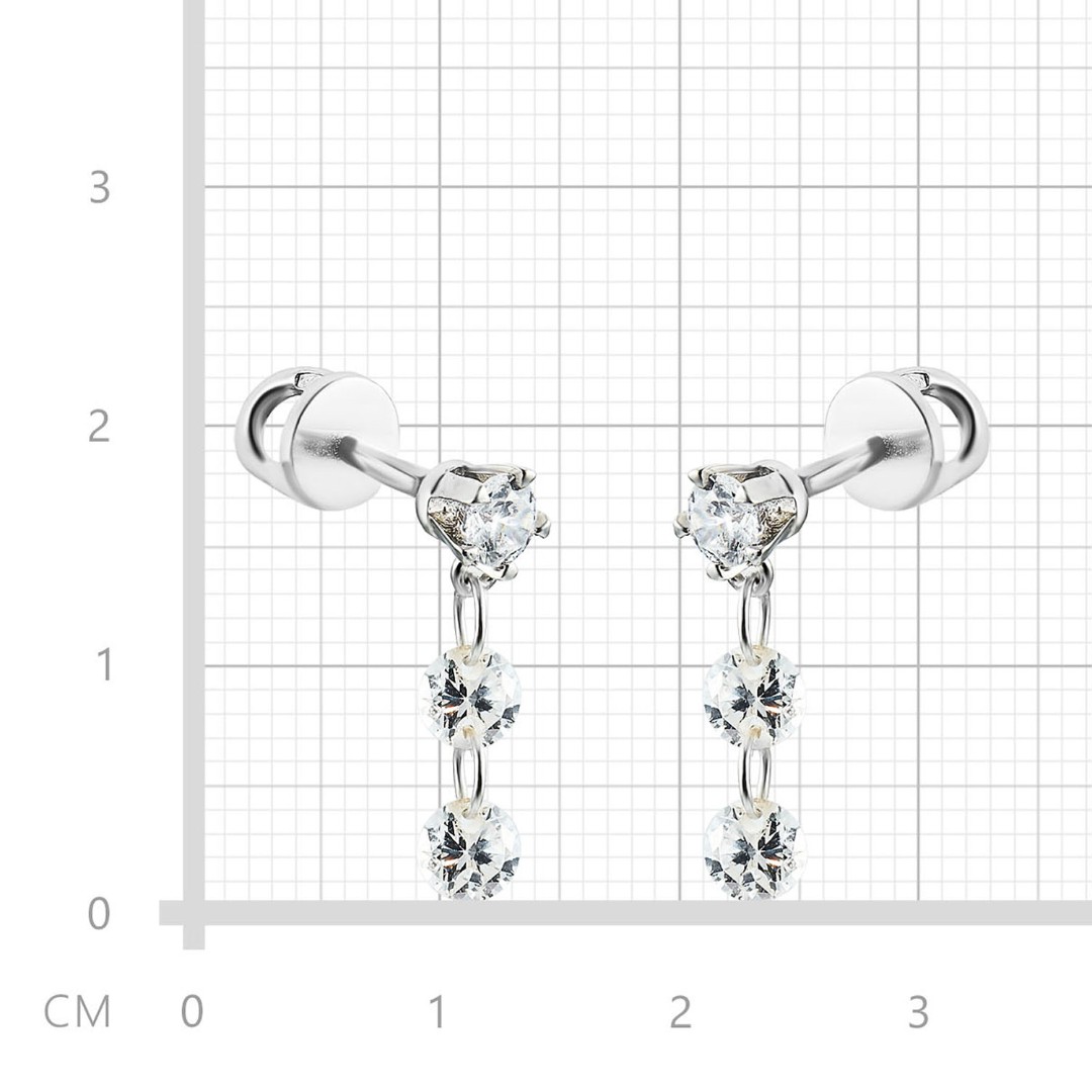 Серебряные серьги / Пусеты / Гвоздики с дорожкой из фианитов, родий Серьги,Серьги Пусеты,Серьги Гвоздики,Серебро,с вставкой Фианит,с замком Пусет,Винтовой,Штыревой,Штифтовой,РОССИЯ