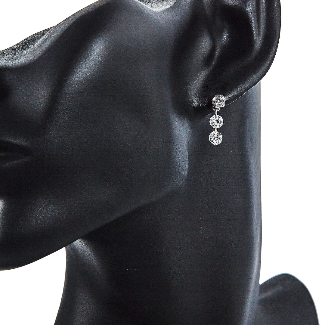 Серебряные серьги / Пусеты / Гвоздики с дорожкой из фианитов, родий Серьги,Серьги Пусеты,Серьги Гвоздики,Серебро,с вставкой Фианит,с замком Пусет,Винтовой,Штыревой,Штифтовой,РОССИЯ