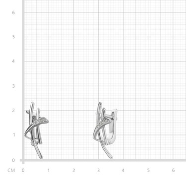 Серебряные серьги с фианитом, родий