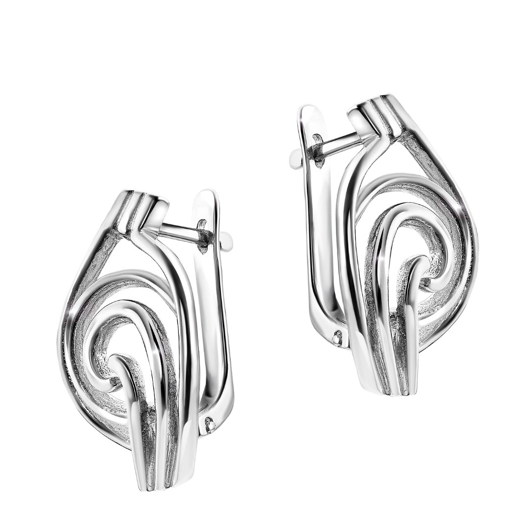 Серебряные серьги  Серьги,Серебро,с вставкой Без вставок,с замком Английский,РОССИЯ