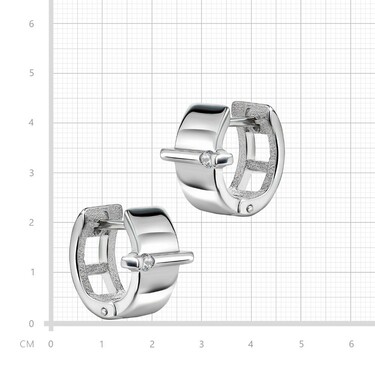 Серебряные широкие серьги Кольца / Конго / Круглые / Хаггисы с фианитом, диаметр 2 см, в родии