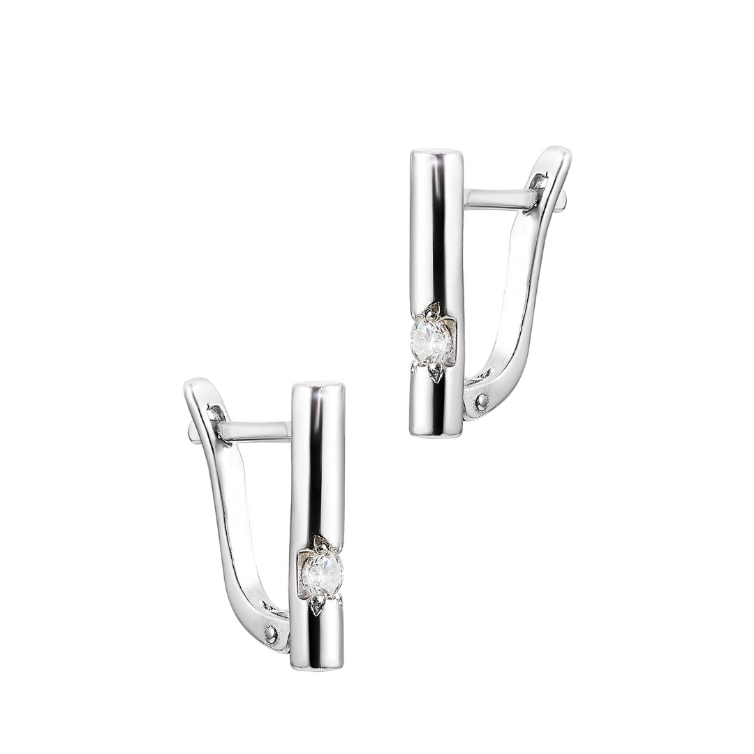 Серебряные серьги  Серьги,Серебро,с вставкой Фианит,с замком Английский,РОССИЯ