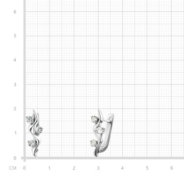 Серебряные серьги с фианитом, родий