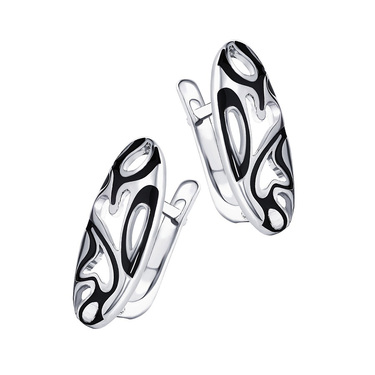 Серебряные серьги с эмалью, родий