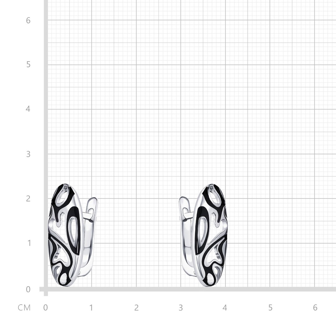 Серебряные серьги с эмалью, родий Серьги,Серебро,с вставкой Эмаль,с замком Английский,РОССИЯ