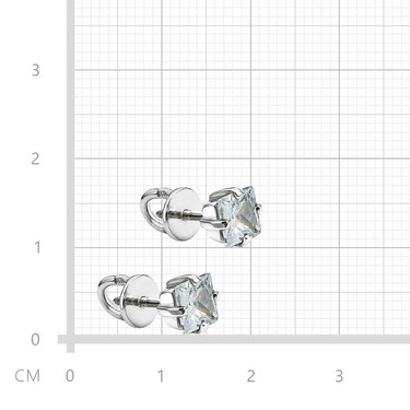 Серебряные серьги / Пусеты / Гвоздики с фианитом, родий