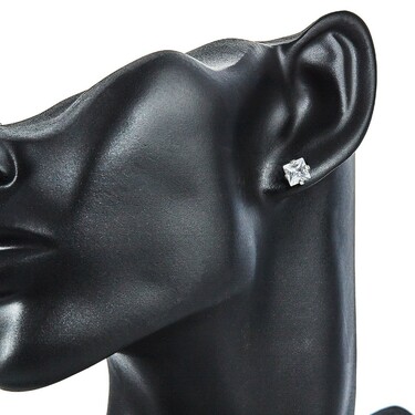 Серебряные серьги / Пусеты / Гвоздики с фианитом, родий