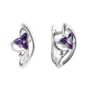 Серебряные серьги с фиолетовым фианитом, родий Серьги,Серебро,с вставкой Фианит,с замком Английский,РОССИЯ