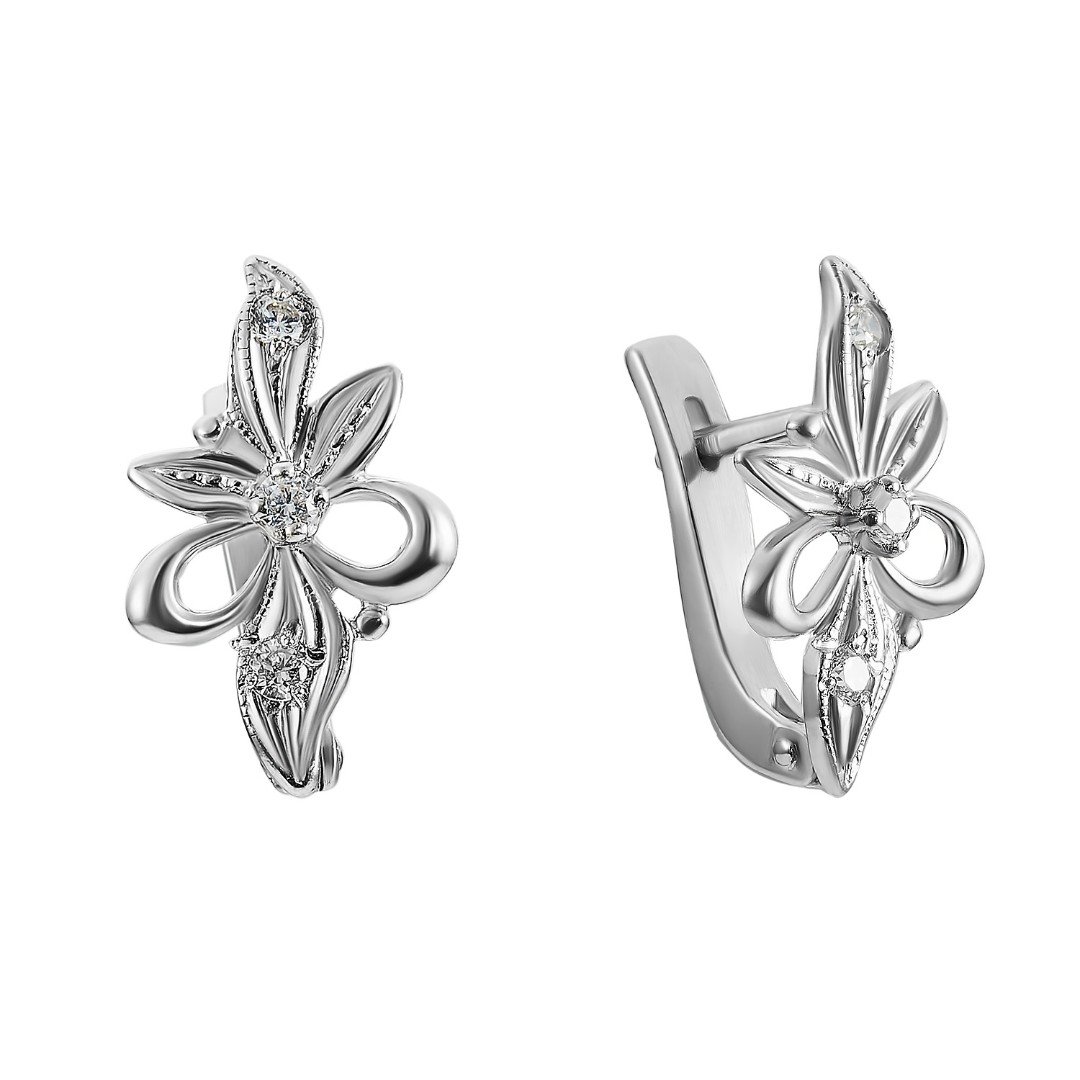 Серебряные серьги  Серьги,Серебро,с вставкой Фианит,с замком Английский,РОССИЯ