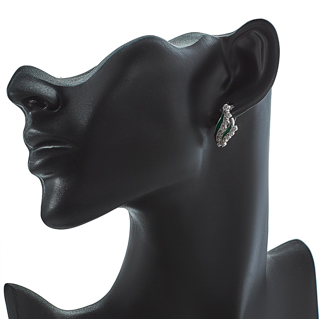 Серебряные серьги Серьги,Серебро,с вставкой Фианит,Эмаль,с замком Английский,РОССИЯ