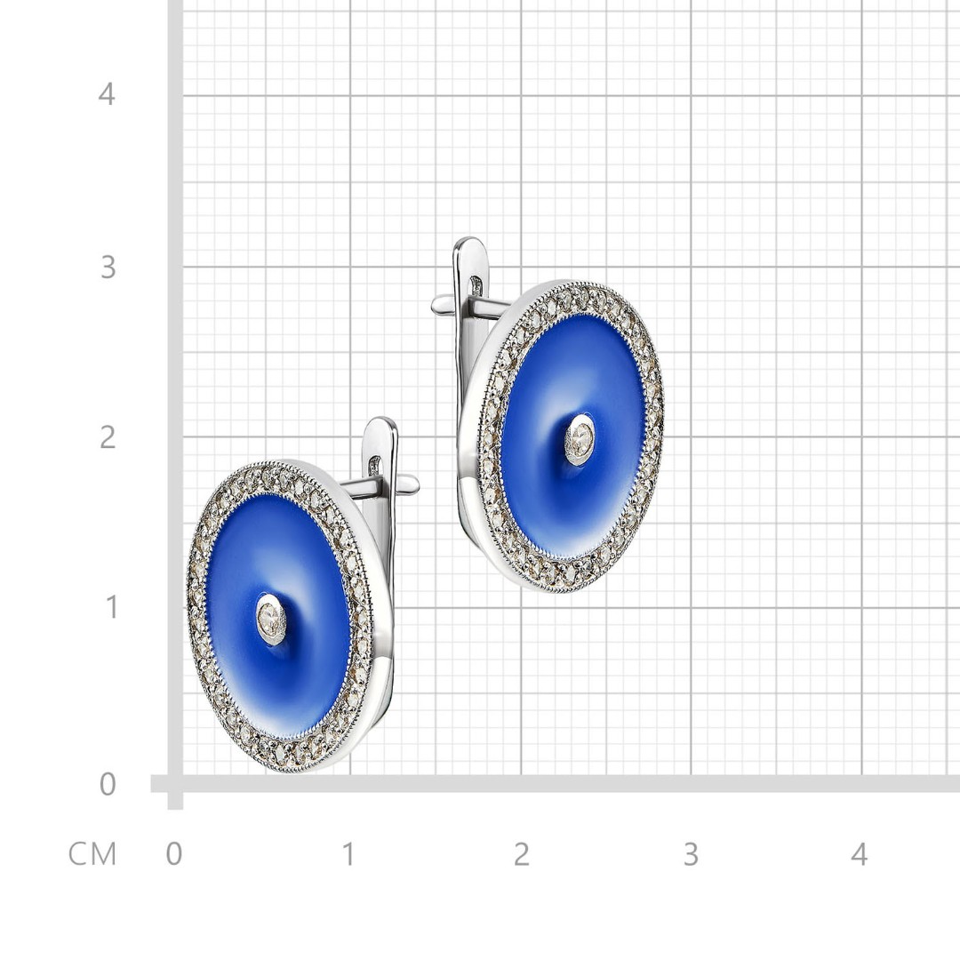 Серьги,Серебро,с вставкой Фианит,Эмаль,с замком Английский,РОССИЯ