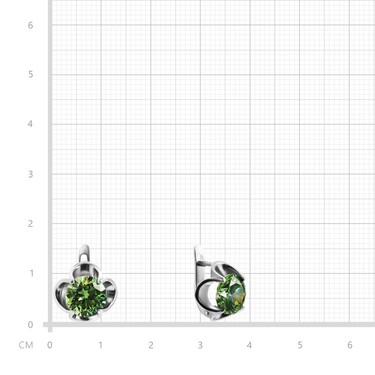 Серебряные серьги с зеленым фианитом, родий