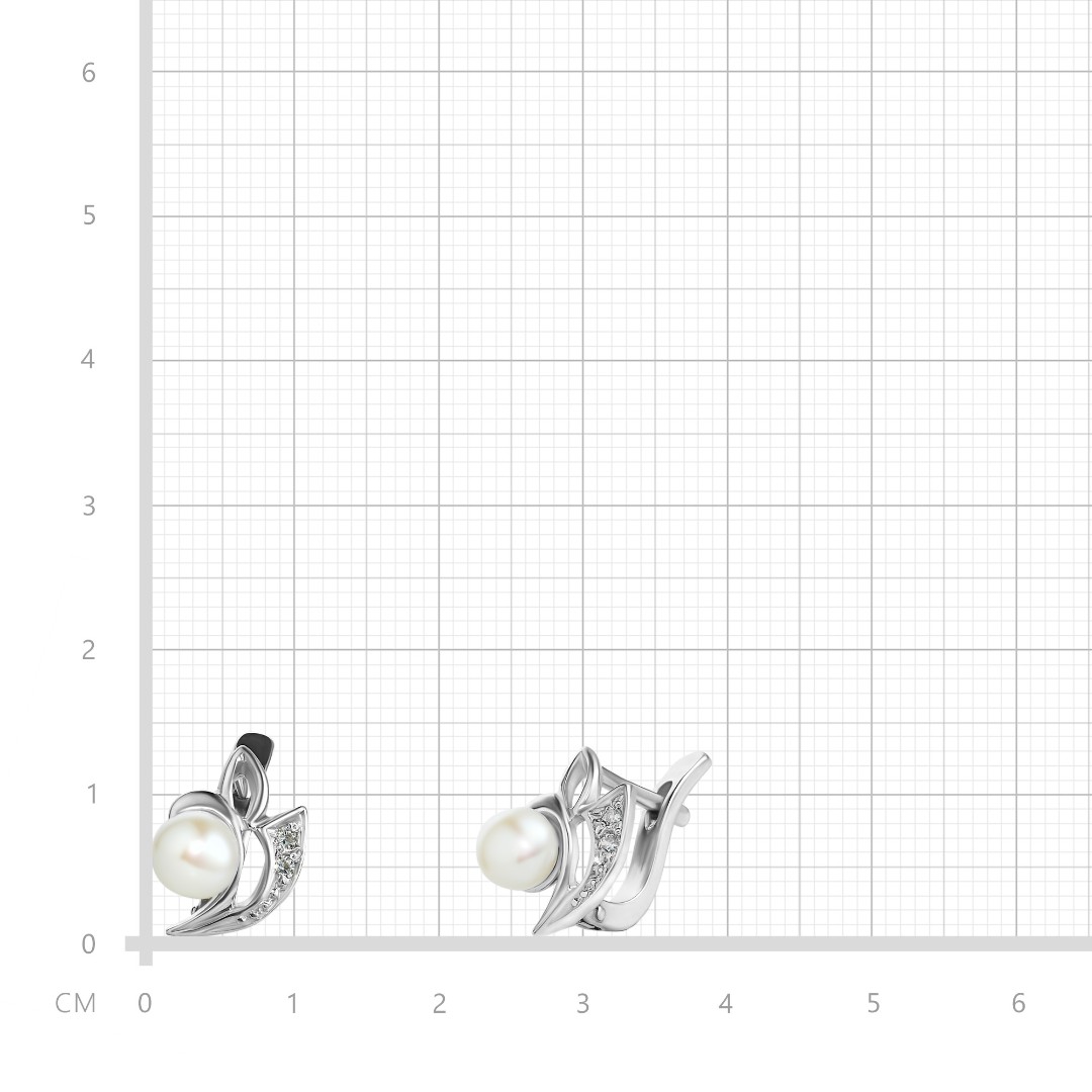 Серьги,Серебро,с вставкой Фианит,Жемчуг культивированный,РОССИЯ