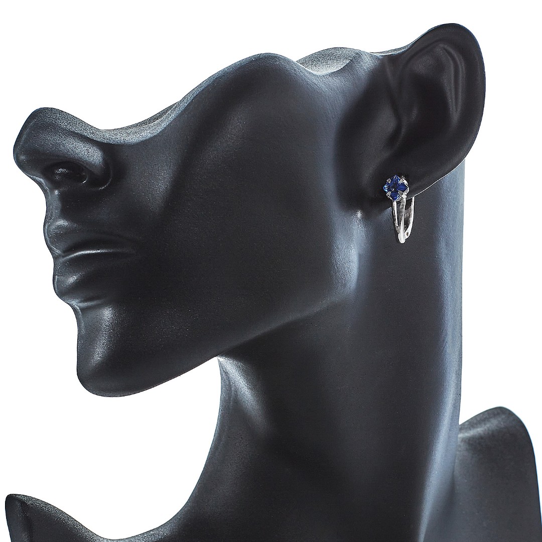 Серебряные серьги с синим фианитом, родий Серьги,Серебро,с вставкой Фианит,с замком Английский,РОССИЯ