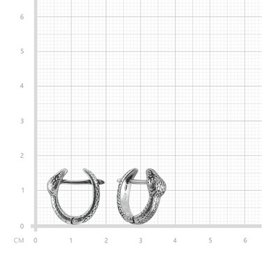 Серебряные серьги Кольца / Конго / Круглые / Хаггисы/ Змейка с черным фианитом, диаметр оксид