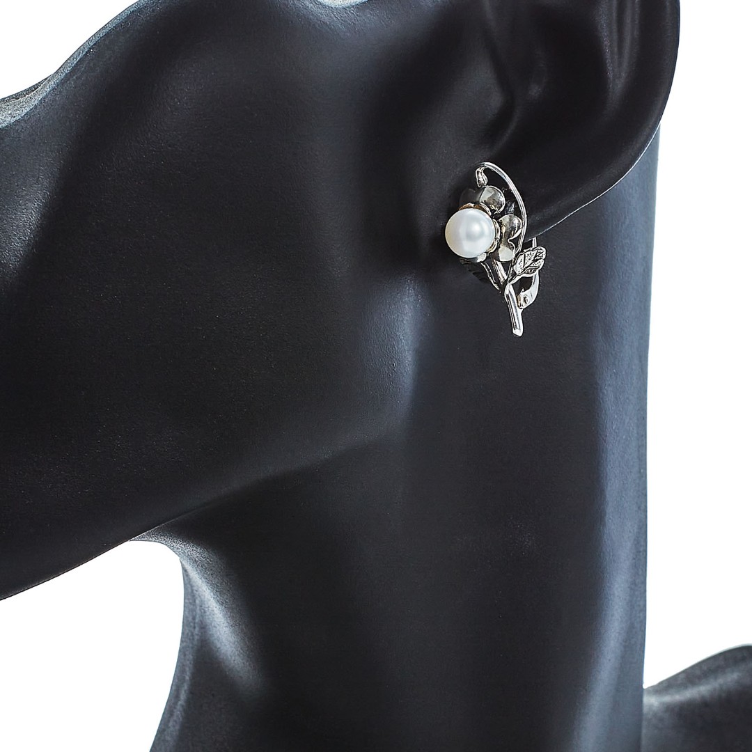 Серьги,Серебро,с вставкой Жемчуг культивированный,РОССИЯ