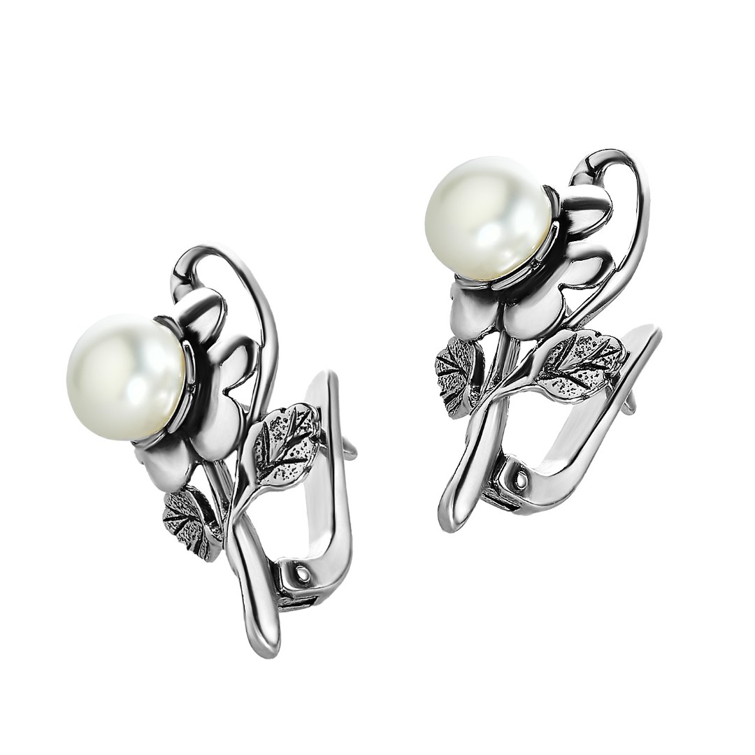 Серьги,Серебро,с вставкой Жемчуг культивированный,РОССИЯ