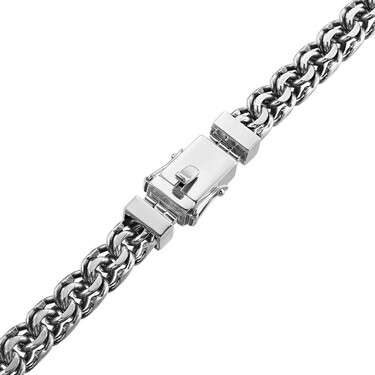 Серебряная мужская цепь, плетение ручной Бисмарк, замок коробочка, чернение, ширина 0,9 см