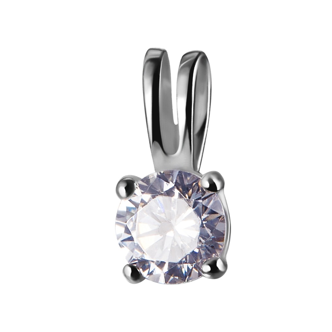 Серебряная круглая подвеска с цирконом, в родии Подвеска,Кулон,Серебро,с вставкой Циркон Белая цвета,ГОНКОНГ