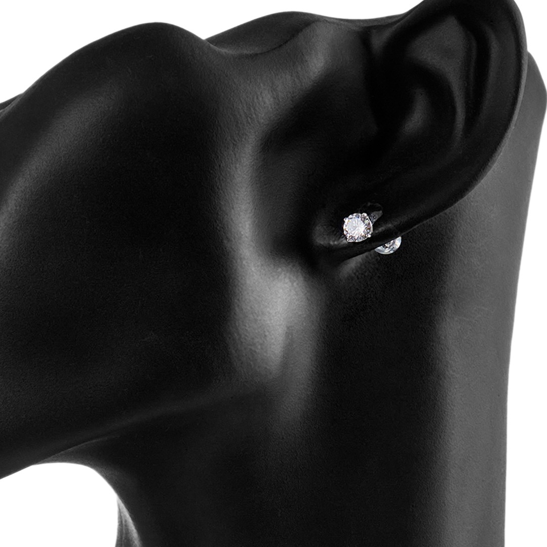 Серьги,Серьги Пусеты,Серьги Гвоздики,Серебро,с вставкой Цирконий кубический Белая цвета,с замком Пусет,Винтовой,Штыревой,Штифтовой,ГОНКОНГ