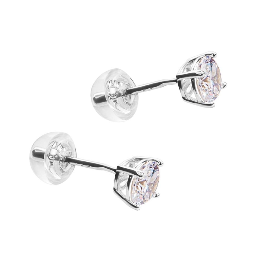 Серьги,Серьги Пусеты,Серьги Гвоздики,Серебро,с вставкой Цирконий кубический Белая цвета,с замком Пусет,Винтовой,Штыревой,Штифтовой,ГОНКОНГ