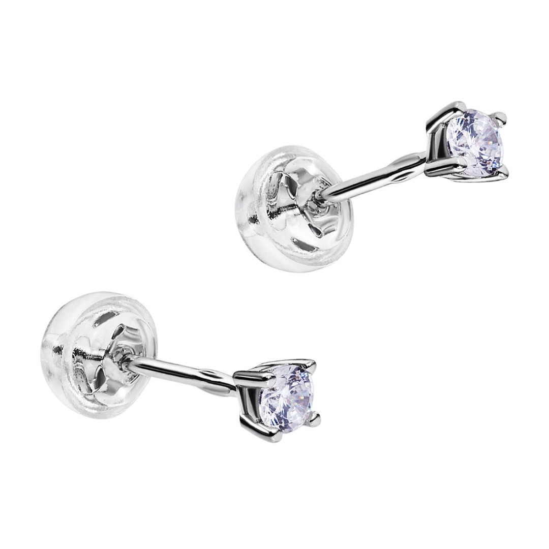 Серебряные серьги / Пусеты / Гвоздики с белыми кубическими цирконами, в родии Серьги,Серьги Пусеты,Серьги Гвоздики,Серебро,с вставкой Цирконий кубический Белая цвета,с замком Пусет,Винтовой,Штыревой,Штифтовой,ГОНКОНГ