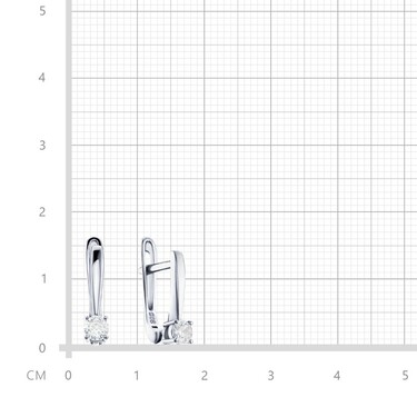 Серебряные серьги с белыми кубическими цирконами, в родии