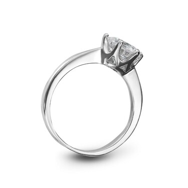 Серебряное помолвочное кольцо c белыми кубическими цирконами, в родии