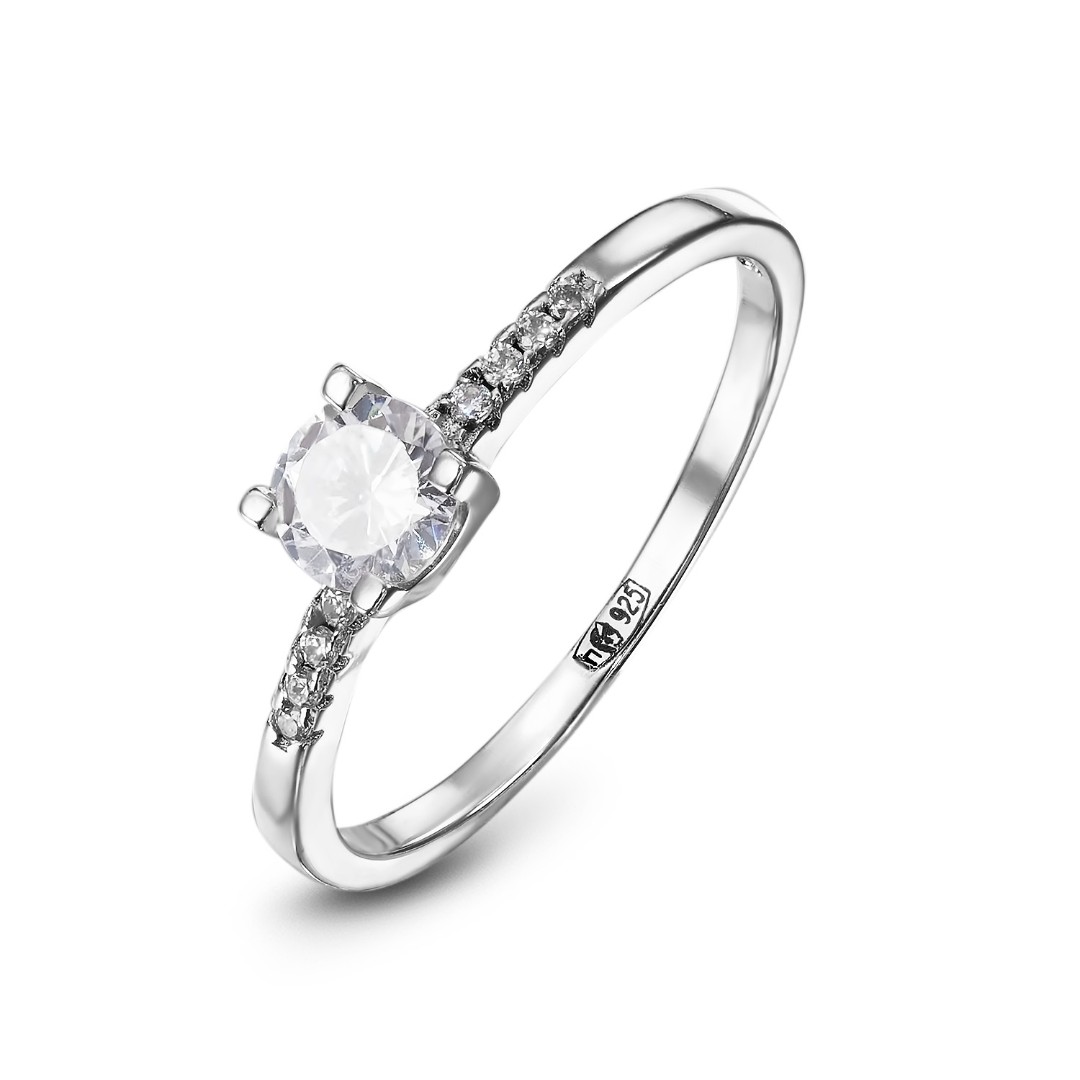 Кольцо,Серебро,с вставкой Циркон Белая цвета,ГОНКОНГ