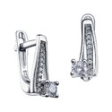 Серьги,Серебро,с вставкой Цирконий кубический Белая цвета,с замком Английский,ГОНКОНГ