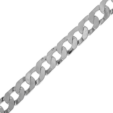 Серебряная мужская цепь на шею, плетение Панцирь, родирование, ширина 1 см