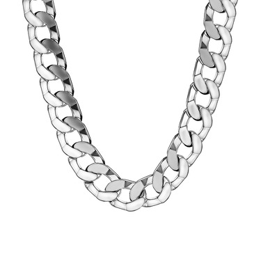 Серебряная мужская цепь на шею, плетение Панцирь, родирование, ширина 1 см