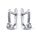 Серьги,Серебро,с вставкой Цирконий кубический Белая цвета,с замком Английский,ГОНКОНГ