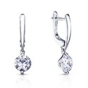 Серьги,Серебро,с вставкой Цирконий кубический Белая цвета,с замком Английский,ГОНКОНГ