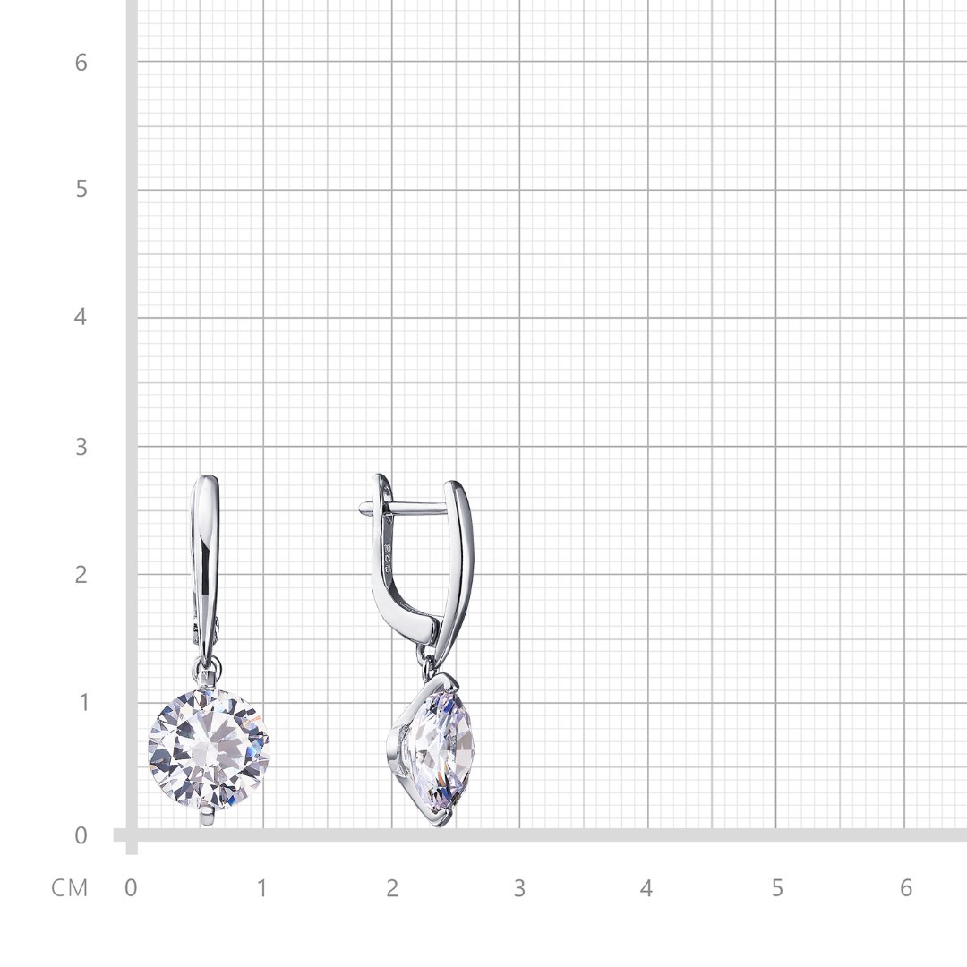 Серьги,Серебро,с вставкой Цирконий кубический Белая цвета,с замком Английский,ГОНКОНГ