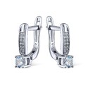 Серьги,Серебро,с вставкой Цирконий кубический Белая цвета,с замком Английский,ГОНКОНГ