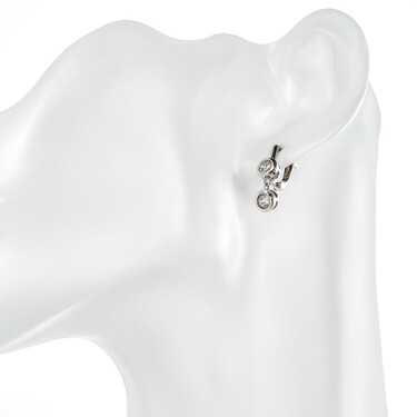 Серебряные серьги с подвесками и белыми кубическими цирконами, в родии