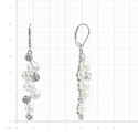 Серьги,Серьги Люстры,Серебро,с вставкой Жемчуг натуральный,Циркон Белая,Кремовый цвета,с замком Скоба,Английский,Французский,ГОНКОНГ