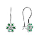 Серьги,Серебро,с вставкой Эмаль Зеленая цвета,с замком Петля,Французский,РОССИЯ