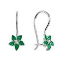 Серьги,Серебро,с вставкой Эмаль Зеленая цвета,с замком Петля,Французский,РОССИЯ