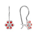 Серьги,Серебро,с вставкой Эмаль Красная цвета,с замком Петля,Французский,РОССИЯ