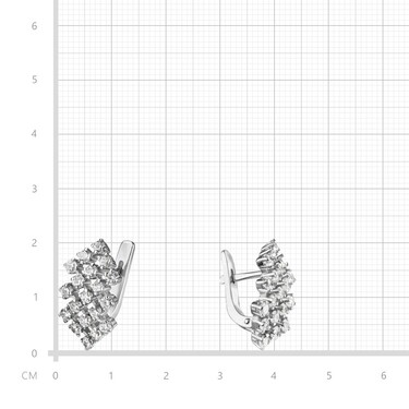 Серебряные серьги с фианитом, родий