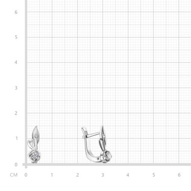 Серебряные серьги с фианитом, родий