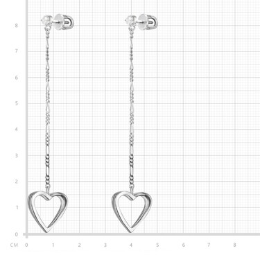 Серебряные серьги с фианитом, родий